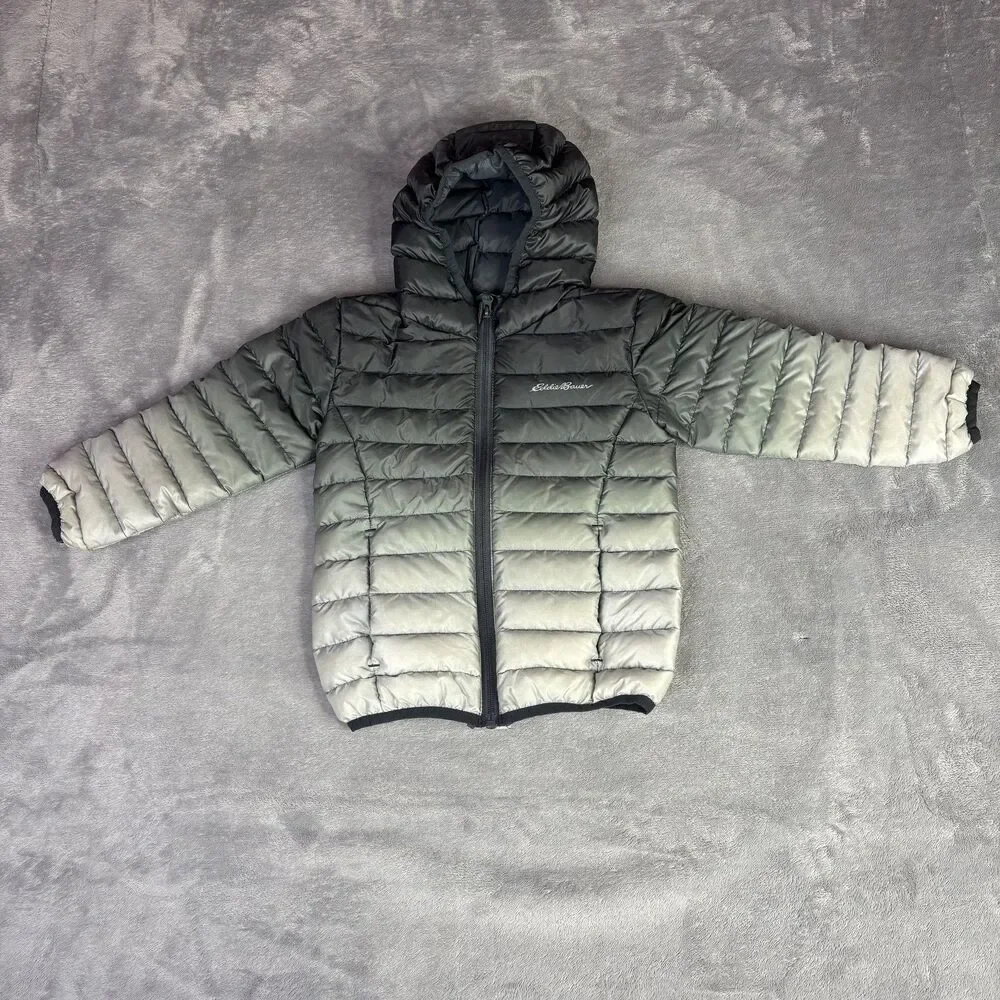 Eddie Bauer Jacket Unisex Kids 4 Gray Puffer Hooded Down Insulated‎ Winter